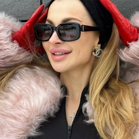 Saint Laurent SLM130 004 Rectangle Sunglasses - Havana/Nicotine - Picture 7 of 11